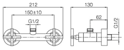 WS-1812U ก๊อกผสมยืนอาบ แบบติดผนัง รุ่น PLUS