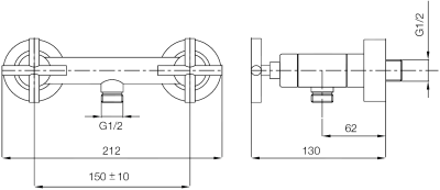 WS-1812D ก๊อกผสมยืนอาบ แบบติดผนัง รุ่น PLUS