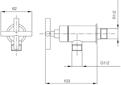 WS-1810 ก๊อกน้ำเย็นยืนอาบ แบบติดผนัง รุ่น PLUS