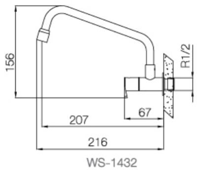 WS-1432 ก๊อกเดี่ยวอ่างล้างจาน แบบติดผนัง รุ่น DEW DROPS