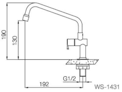 WS-1431 ก๊อกเดี่ยวอ่างล้างจาน แบบติดเคาน์เตอร์ รุ่น DEW DROPS