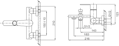 WS-0980 ก๊อกผสมอ่างอาบน้ำ แบบติดผนัง รุ่น BLENDE