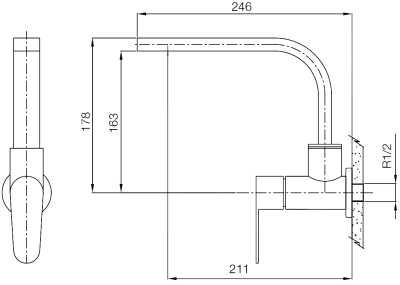 WS-0932 ก๊อกเดี่ยวอ่างล้างจาน แบบติดเคาน์เตอร์ รุ่น BLENDE