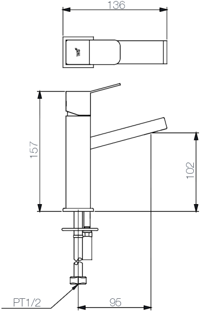 WS-1950M ก๊อกผสมอ่างล้างหน้า รุ่น SQUARE
