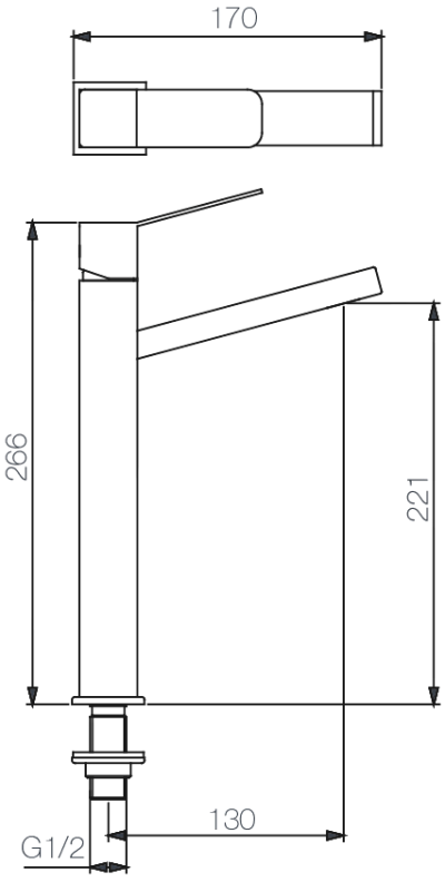 WS-1901H ก๊อกเดี่ยวอ่างล้างหน้า ทรงสูง รุ่น SQUARE