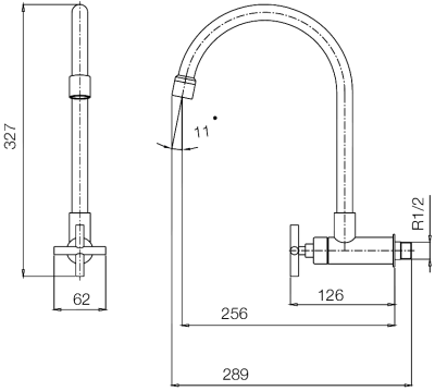 WS-1832J ก๊อกเดี่ยวอ่างล้างจาน แบบติดผนัง รุ่น PLUS