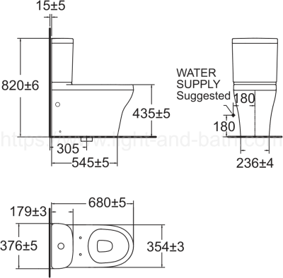 TF-2146SC-WT-0 (CL21465-6DACTCB) สุขภัณฑ์ แบบสองชิ้น 3/4.5 ลิตร รุ่น CYGNET