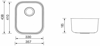 BL33B ซิงค์ล้างจาน แบบฝังใต้เคาน์เตอร์ 1 หลุม