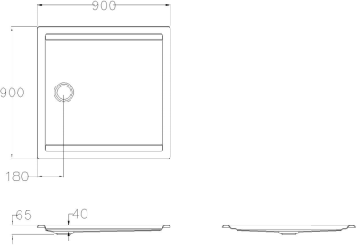 ST440JB(H) ถาดรองอาบน้ำแบบฝังพื้นทรงเหลี่ยมจตุรัส พร้อมสะดือ TS311JB