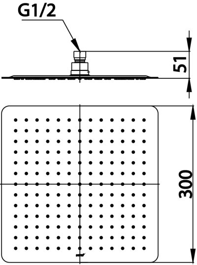 Z98SV FIXED RAIN SHOWER หัวฝักบัวก้านแข็งขนาด 12X12 นิ้ว