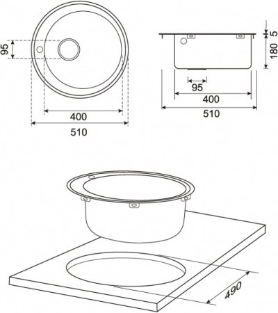 R5B อ่างล้างจานหลุมกลม