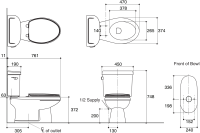 K-98118X-WK สุขภัณฑ์ แบบสองชิ้น 4.5 ลิตร รุ่น NIGHTINGALE