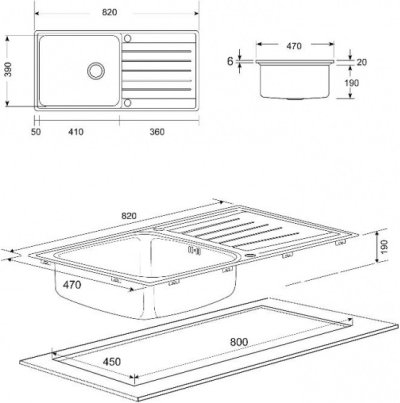 DLS80B อ่างล้างจาน 1 หลุม 1 ที่พัก