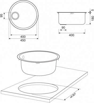 R4B อ่างล้างจานหลุมกลม