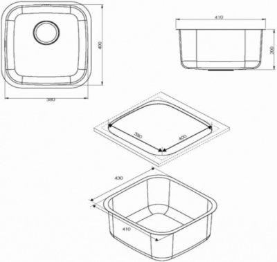 BLC38 ซิงค์ล้างจาน แบบฝังใต้เคาน์เตอร์ 1 หลุม