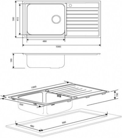 DLS100B อ่างล้างจาน 1 หลุม 1 ที่พัก