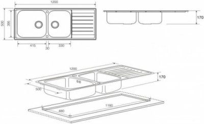 DLS200B อ่างล้างจาน 2 หลุม 1 ที่พัก