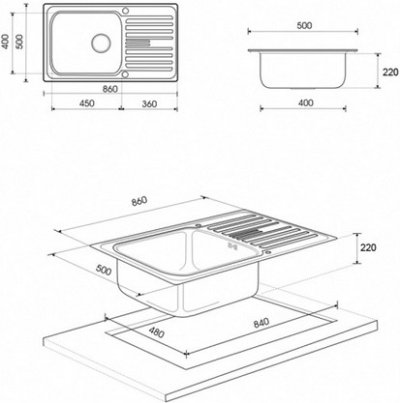 BIX1B อ่างล้างจาน 1 หลุม 1 ที่พัก
