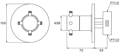WS-0111 ก๊อกน้ำเย็นยืนอาบ แบบฝังผนัง รุ่น CHAOPRAYA