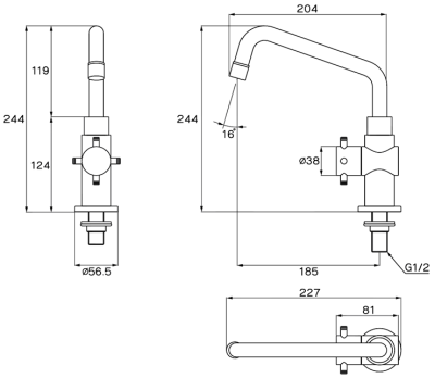 WS-0131C ก๊อกเดี่ยวอ่างล้างจาน รุ่น CHAOPRAYA