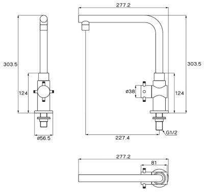 WS-0131XL ก๊อกเดี่ยวอ่างล้างจาน รุ่น CHAOPRAYA