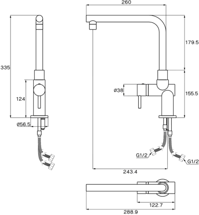 WS-0135XL ก๊อกผสมอ่างล้างจาน รุ่น CHAOPRAYA