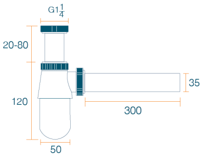 BN 50330 ท่อน้ำทิ้งกระปุกแบบยาว 30 ซม.