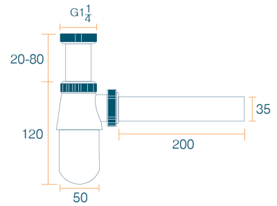 BN 50220(S) ท่อน้ำทิ้งกระปุกแบบยาว 20 ซม.