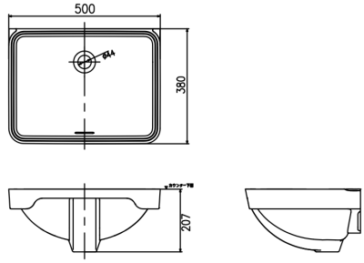 LW1535 อ่างล้างหน้า แบบฝังใต้เคาน์เตอร์