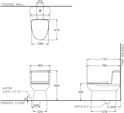 C105407(N) สุขภัณฑ์ แบบชิ้นเดียว 3/4.5 ลิตร รุ่น VALENTO