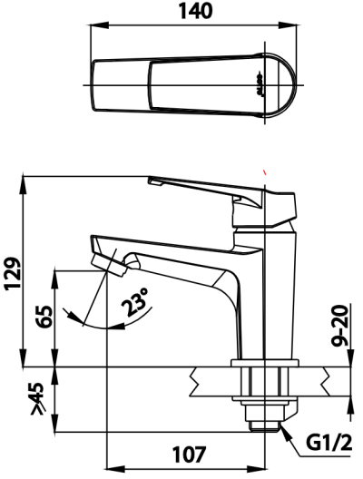 CT1215A(HM) ก๊อกเดี่ยวอ่างล้างหน้าแบบก้านโยก รุ่น NIQUE