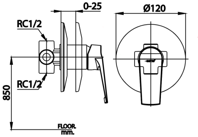 CT1217A วาล์วเปิด-ปิดน้ำแบบก้านโยกชนิดฝังผนัง รุ่น NIQUE