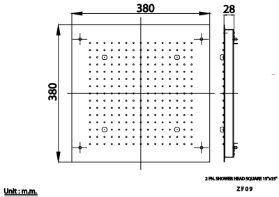 ZF09 ฝักบัว 2 ฟังก์ชั่นขนาด 15X15 นิ้ว ชนิดฝังเพดาน รุ่น MIXT