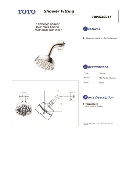 TBW03001T ฝักบัวก้านแข็ง 5 ฟังก์ชัน