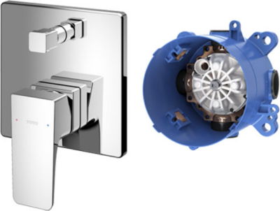 TBG07S04T ก๊อกผสมสำหรับลงอ่างอาบน้ำและยืนอาบชนิดฝังผนัง พร้อมชุดเปลี่ยนทิศทางน้ำ