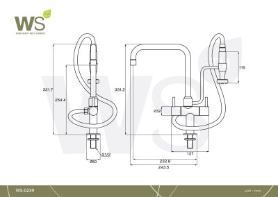WS-0239 ก๊อกเดี่ยวอ่างล้างจาน แบบติดเคาน์เตอร์ รุ่น MAE PING