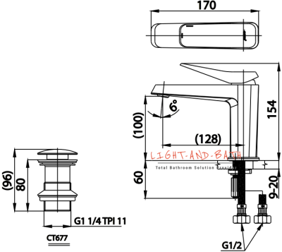 CT2301A#BN2 ก๊อกผสมอ่างล้างหน้าแบบก้านโยกพร้อมสะดือแบบกดและสายน้ำดี(สีแบลคโครม) รุ่น X-POSH
