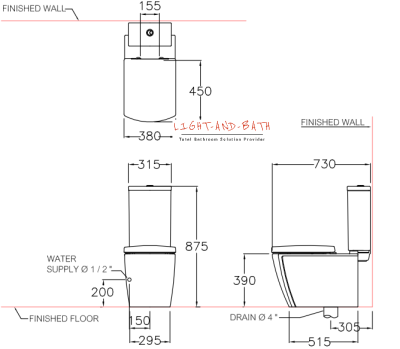 C16897 สุขภัณฑ์ แบบสองชิ้น 3/4.5 ลิตร รุ่น 3X3-R3
