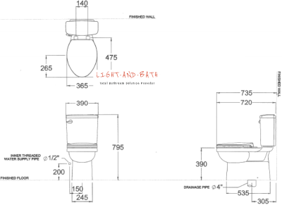 C13331 สุขภัณฑ์ แบบสองชิ้น 4.5 ลิตร รุ่น SELLA