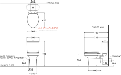 C13332 สุขภัณฑ์ แบบสองชิ้น 6 ลิตร รุ่น SELLA