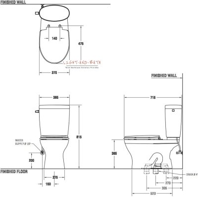 C1380 สุขภัณฑ์ แบบสองชิ้น 6 ลิตร รุ่น PERFECT FIT+C91005