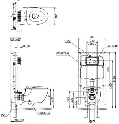 CWT812UV2 สุขภัณฑ์แขวนผนัง