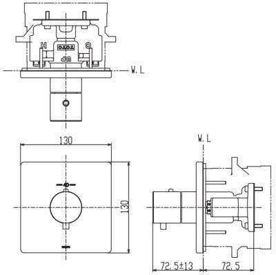 TBV02402T ก๊อกผสมชนิดฝังผนัง แบบปรับอุณหภูมิคงที่ สำหรับน้ำออก 3 ทาง *1