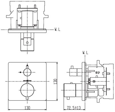 TBV02403T ก๊อกผสมชนิดฝังผนัง แบบปรับอุณหภูมิคงที่ สำหรับน้ำออก 1 ทาง *1