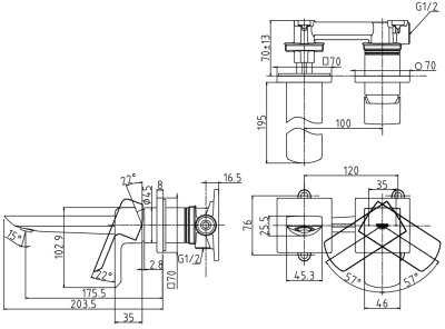 TLG02310T ก๊อกผสมอ่างล้างหน้าแบบก้านโยก ชนิดฝังผนัง (Short Spout) ไม่รวมสะดือ
