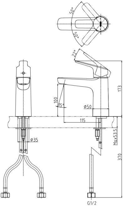 TLG03302T ก๊อกผสมอ่างล้างหน้าแบบก้านโยก ไม่รวมสะดือป๊อปอัพ