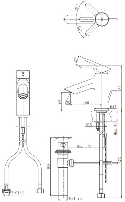 TLS01301T ก๊อกผสมอ่างล้างหน้าแบบก้านโยก พร้อมสะดือป๊อปอัพ