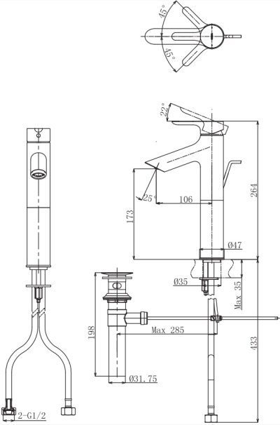 TLS01304T ก๊อกผสมอ่างล้างหน้าแบบก้านโยก ทรง Semi-tall พร้อมสะดือป๊อปอัพ