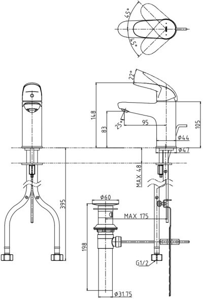 TLS03301T ก๊อกผสมอ่างล้างหน้าแบบก้านโยก พร้อมสะดือป๊อปอัพ