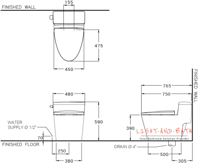 C105257 สุขภัณฑ์ แบบชิ้นเดียว 4.8 ลิตร รุ่น RIVIERA PRO